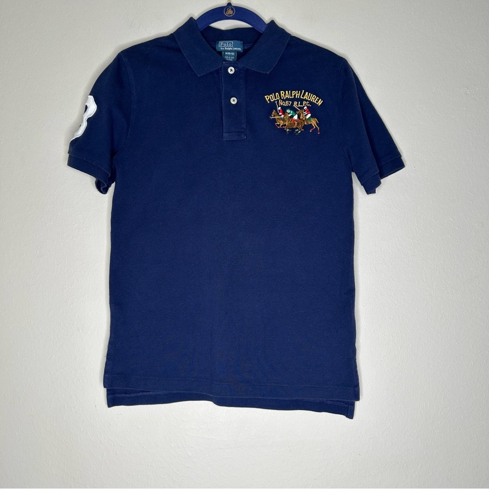Polo Ralph Lauren Kid’s Classic Fit Triple Pony Mesh Polo Shirt Navy M 10/12